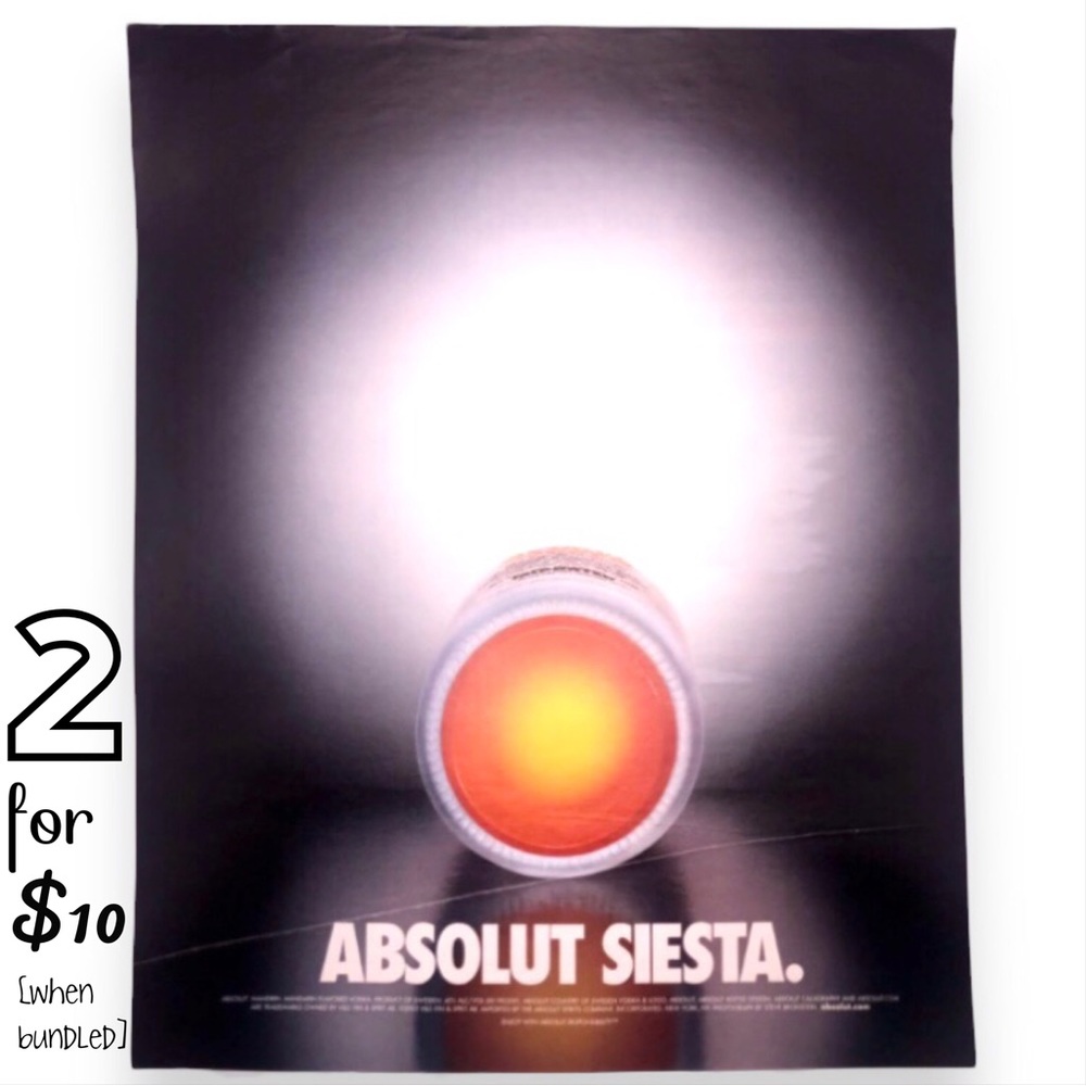 🔵[Absolut Vodka] ABSOLUT SIESTA Original 2003 Vintage Magazine Advertisement